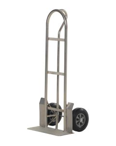 Stainless Steel "P" Handle Hand Trucks - Solid Rubber Wheel - 22" x 19" x 52"