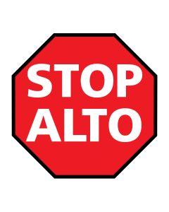 Standard Red Stop Sign in Spanish/English- Floor Marking, 36" STOPALTOR36