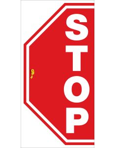 Stop Half Hectagon, Mighty Line Floor Sign, Industrial Strength, 24" Wide StopHalf24
