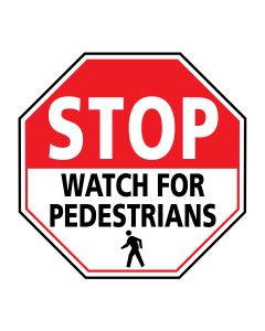 Pedestrian Traffic, Stop, Vinyl, 24" x 24", Adhesive Floor Sign STOPWATCH24